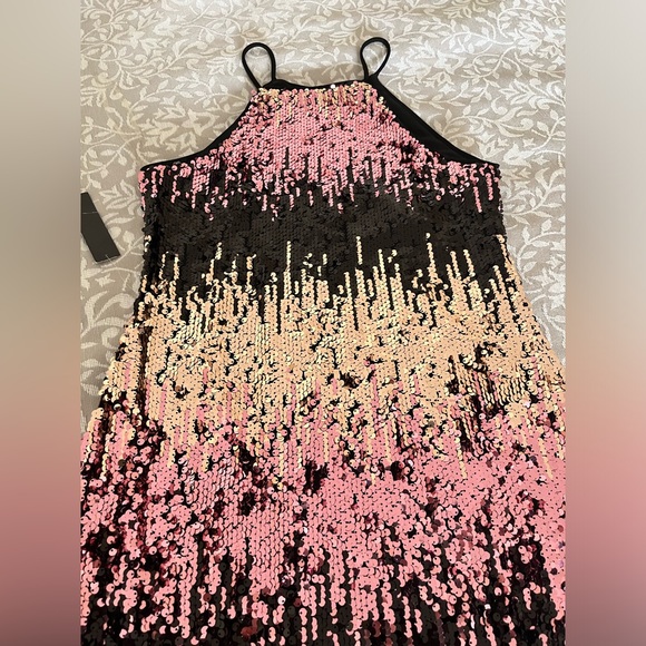 NWT S Venus sequin dress multicolor sequin black gold plumb strap prom d… - Picture 5 of 6